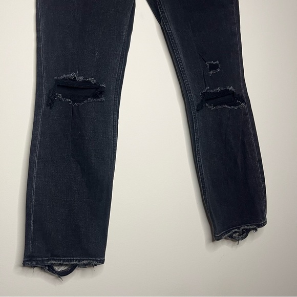 A+F The Ankle Straight Ultra High Rise Distressed Minimalist Goth Edgy Jeans - Picture 5 of 11